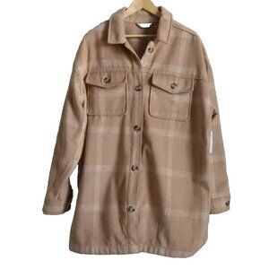 NWT Sonoma Shacket Jacket Button Flannel Plaid Shirt Heavy Top Women's OX $74